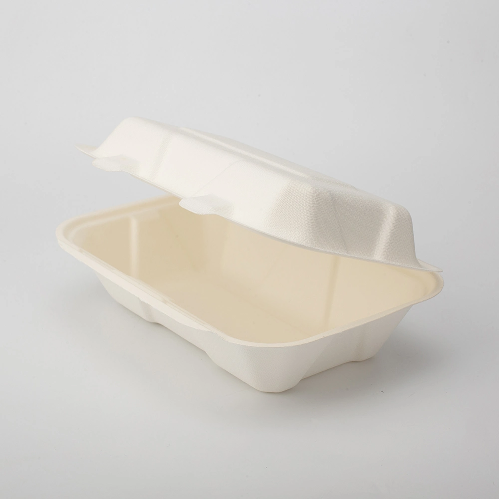 Biodegradable Eco Friendly Disposable Bagasse Paper Pulp Compostable Lunch Clamshell Box Container