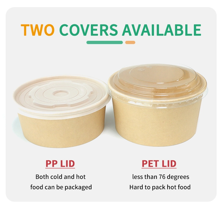 Disposable 750ml Take Away Food Box Kraft Paper Food Packaging Kraft Paper Salad Bowl with Lid